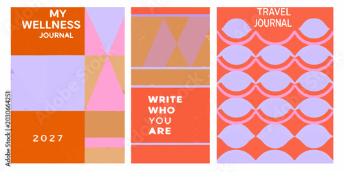 Tableau sur toile abstract journal covers geometric pattern and typography