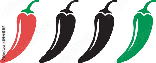 Cuadro en lienzo spicy chili pepper vector icons