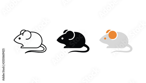 Foto Cute mouse profile icon set in three distinct styles including outline solid and