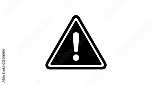 Warning sign with an exclamation mark alerts users to potential hazards and critical safety precautions in hazardous areas.