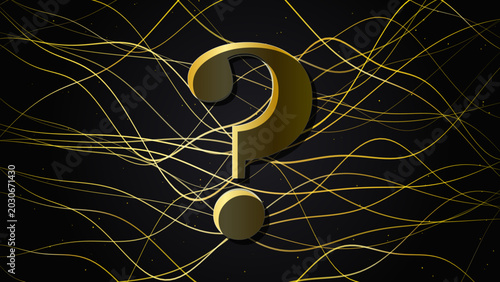 Tableau sur toile Abstract Luxury Gold Question Mark on Black Background