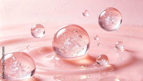 Close-up of water droplets on a pink background