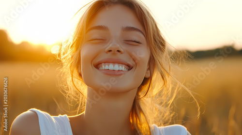 Radiant Woman in a Golden Field