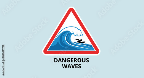 Dangerous Waves Beach Warning Sign Icon