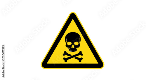 Skull and Crossbones Warning Hazard Symbol on Yellow Triangle