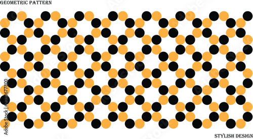 Fotografija Seamless geometric pattern with alternating black and orange circles arranged in