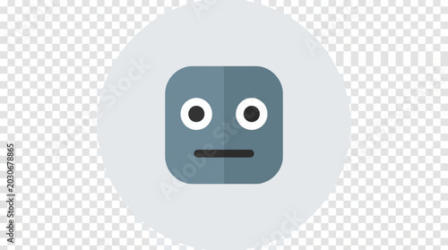 Quadro su tela Minimalist Robot Face Icon with Neutral Expression on transparent background
