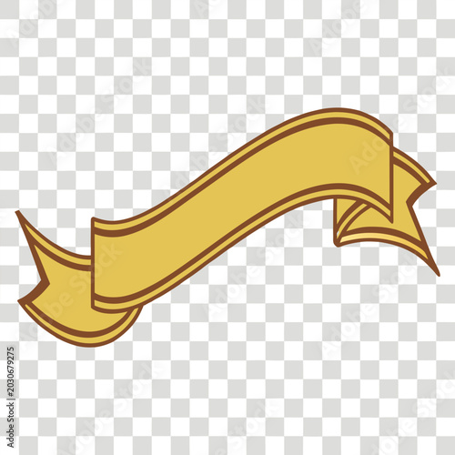 Flowing banner element with a gradient from silver  