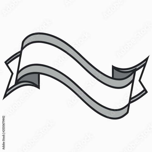 Flowing banner element with a gradient from silver  