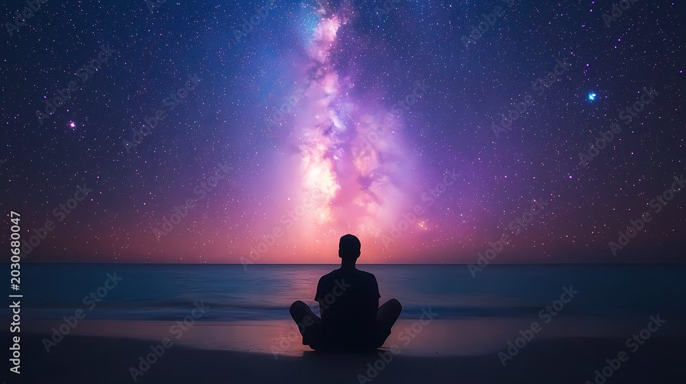 Obraz premium Peaceful Meditation Under a Cosmic Sky