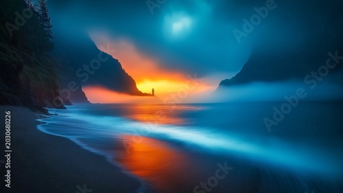 Ocean Seacoast Lighthouse Picturesque Tranquil Scenery
