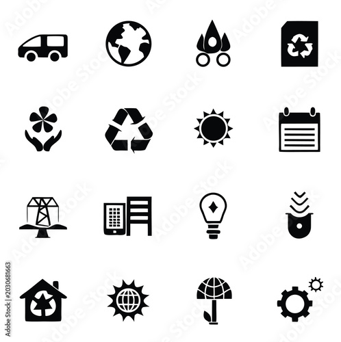 Eco Business and ESG Management Line Icons Editable Stroke Set with white background