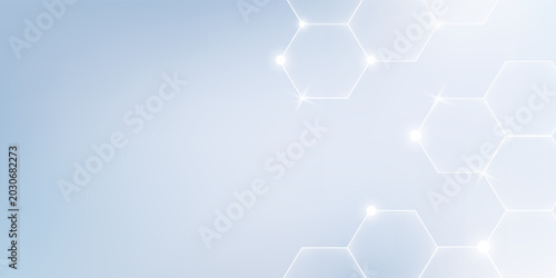 Картината върху платно Abstract medical background with modern glowing hexagon network connection pattern