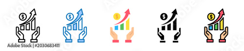 Profit Chart multiple style icons set design vector illustration. 