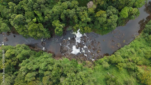 Canvas-taulu Whian Whian Falls cascading through lush subtropical rainforest creek in New Sou