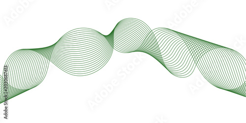 Принти на полотні Abstract green wave vector background, sinusoidal flowing lines, smooth motion d