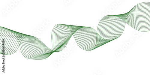 Canvastavla Abstract green wave vector background, overlapping translucent curves, smooth os
