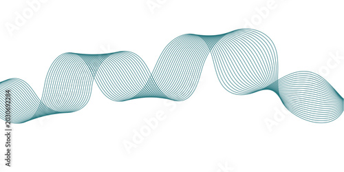 Fotografie Abstract blue wave ribbon mesh pattern, smooth sinusoidal curve vector, modern f
