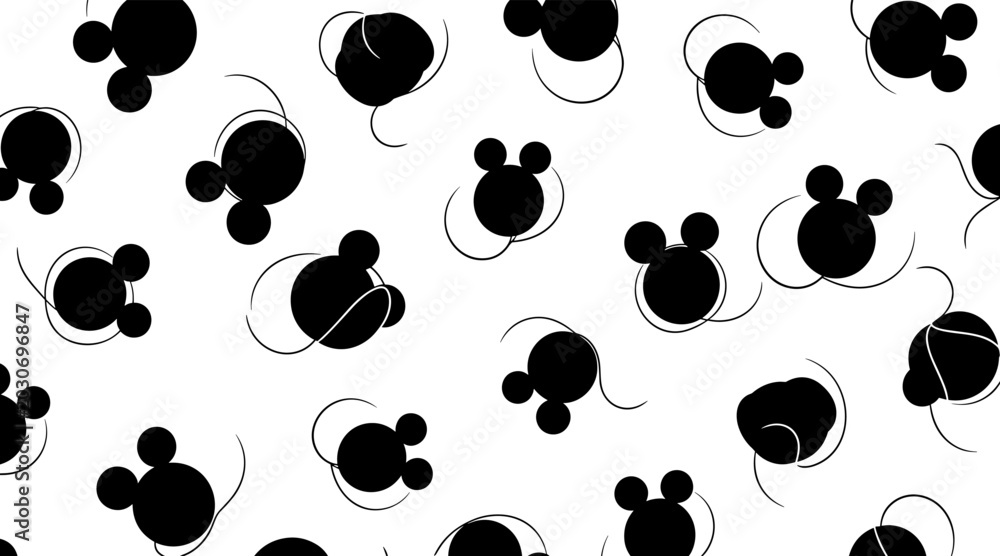 Fototapeta premium Round clustered shapes scattered in repeating pattern on white background, no seamless