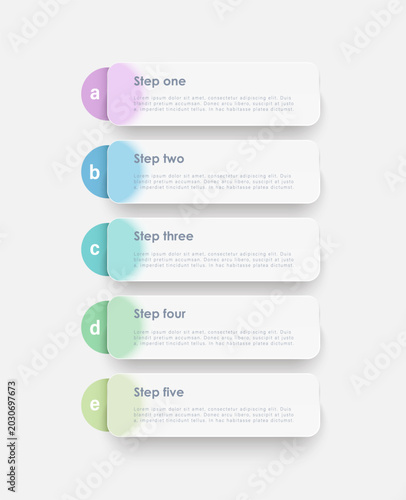 White matte glass vertical infographic template with five rectangular elements.