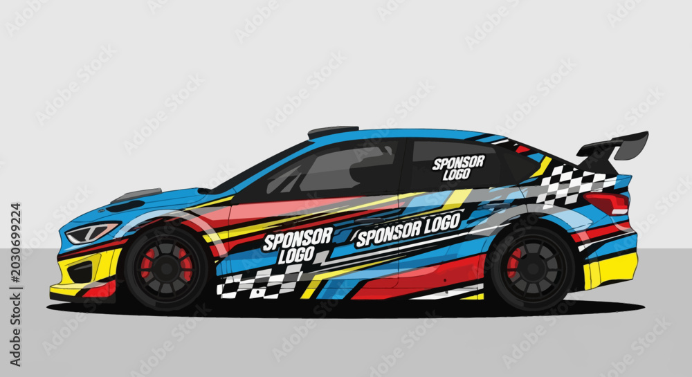 Fototapeta premium Racing Car Decal Wrap Design Template