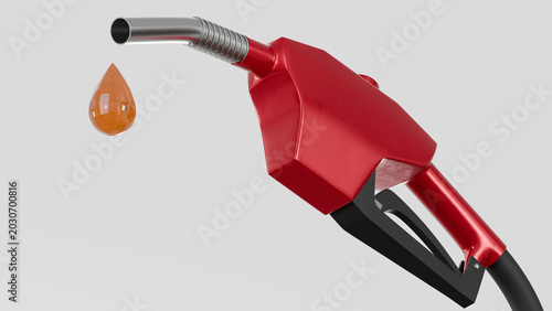 Tableau sur toile Four red gas pump nozzles isolated background