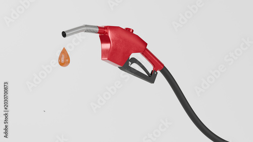 Four red gas pump nozzles isolated background