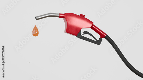 Four red gas pump nozzles isolated background