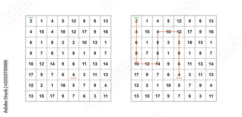 Even Number Path Grid Puzzle with Answer Key