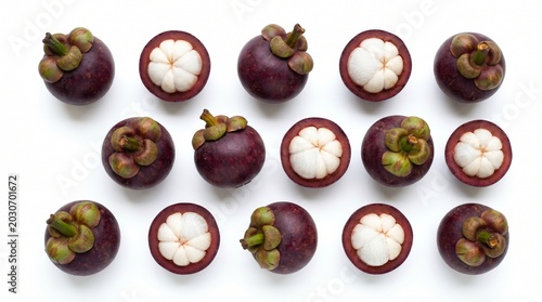 Mangosteen fruits isolated on white background
