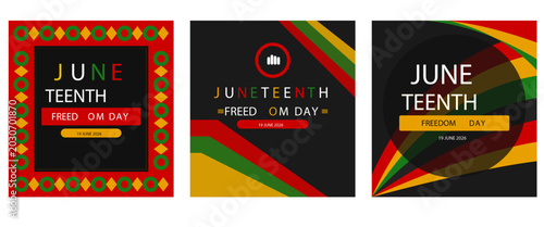 Billede på lærred Juneteenth celebration banners with freedom day text, colorful backgrounds