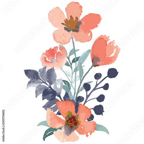 watercolor floral bouquet vector