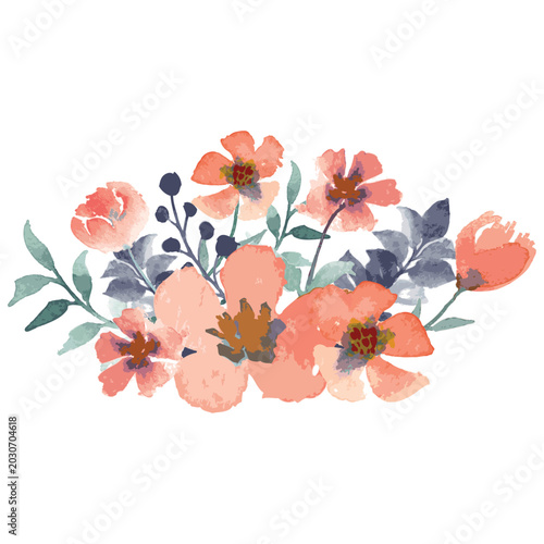 watercolor botanical flowers vector