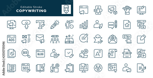 Tableau sur toile Copywriting outline icons set