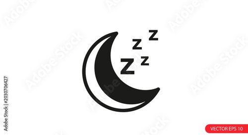 Photos Moon and Zzz Icons Representing Sleep and Night