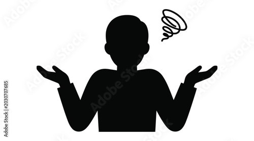 Foto Silhouette of a confused person gesturing with hands while expressing frustratio