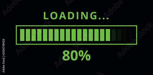 Photography Vector illustration of a green loading bar isolated on a black background for websites and graphic resources
