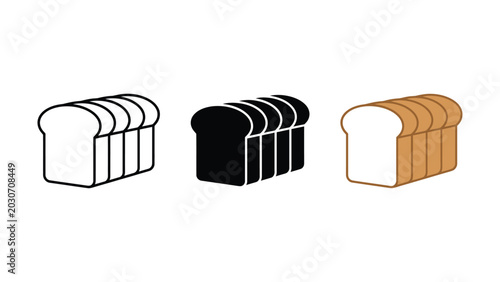 Photos Sliced bread icons set with food icon bakery white bread whole wheat baked goods