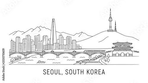 Seoul, South Korea Illustration