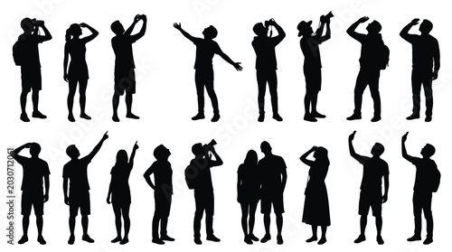 Fotografi Collection of various black silhouettes representing diverse people looking at t
