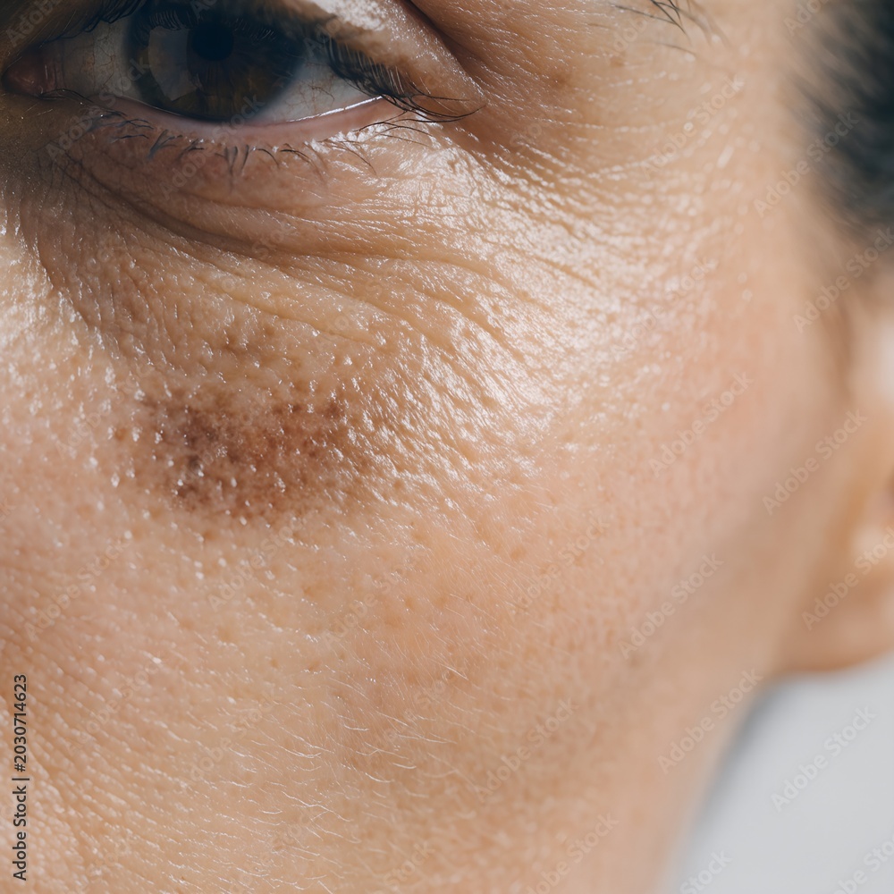 Fototapeta premium Female Under Eye Dark Circles and Fine Lines Macro Close Up