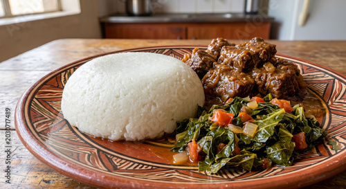 Zimbabwean Sadza White Maize Porridge with Beef Stew 8K