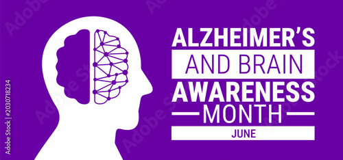 Tableau sur toile Alzheimer’s and Brain Awareness Month background, banner, card or poster design template is observed every year during June, to raise awareness about the mission