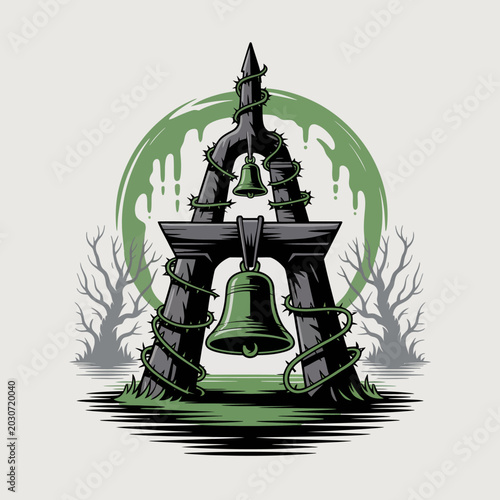 Tableau sur toile Dark Gothic Bell Tower Structure.