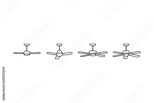 Collection of four different ceiling fan illustrations on a white background