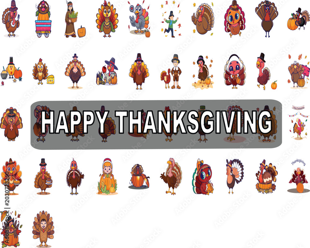 Fototapeta premium A lively cartoon depiction of Thanksgiving with diverse characters enjoying a meal and sharing joyful moments.