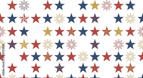 Stars arranged in a geometric pattern celebrate independence day with festive patriotic imagery.