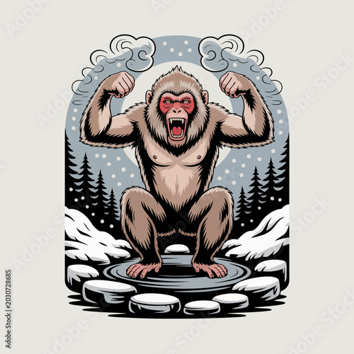 Obraz na płótnie Muscular gorilla showing off strength outdoors.