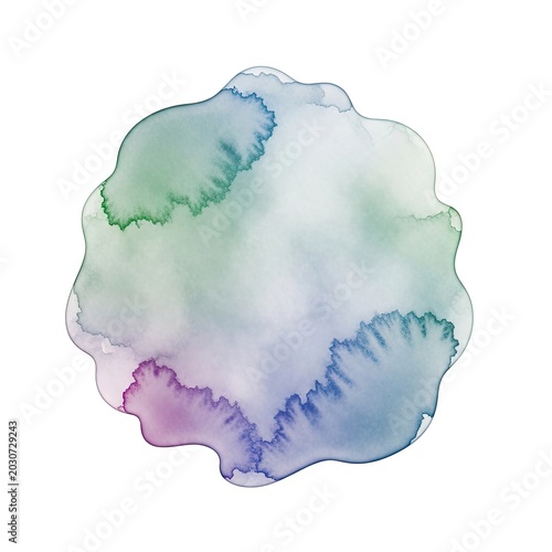 Abstract Watercolor Splash with Gradient Colors on White Background.