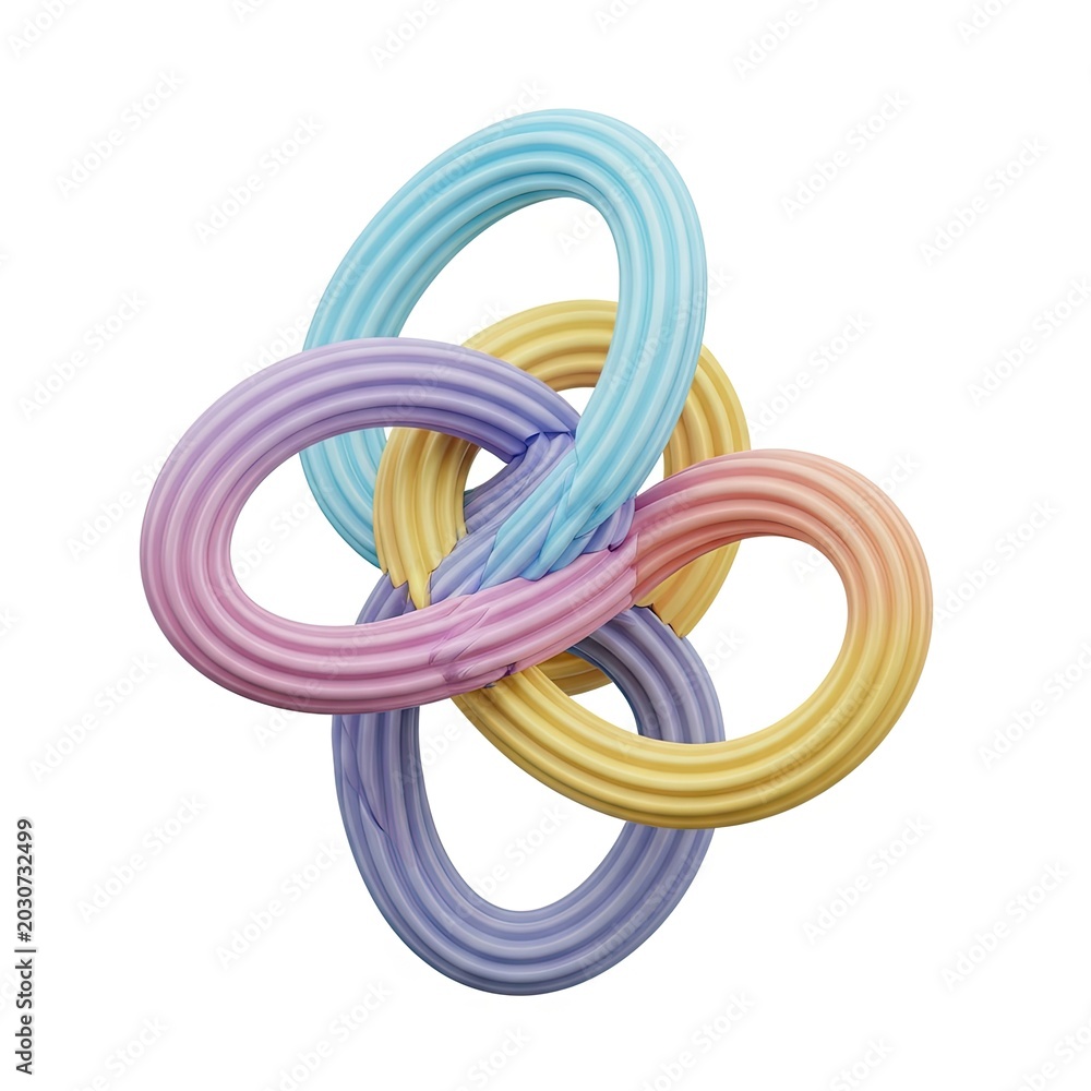 Fototapeta premium Colorful Intertwined Abstract Knot 3D Rendered Illustration.